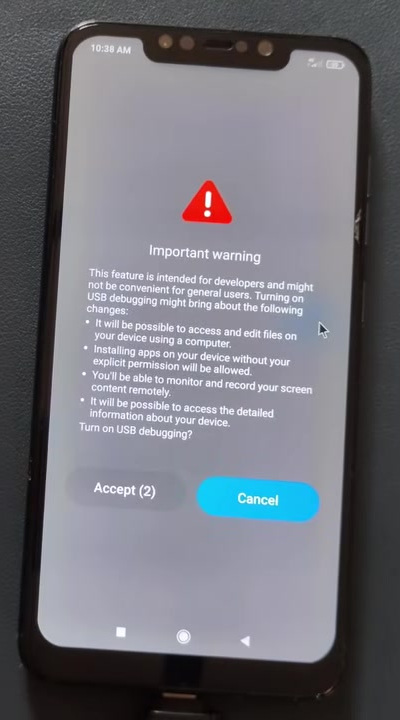 MIUI warning shown while enabling USB debugging
