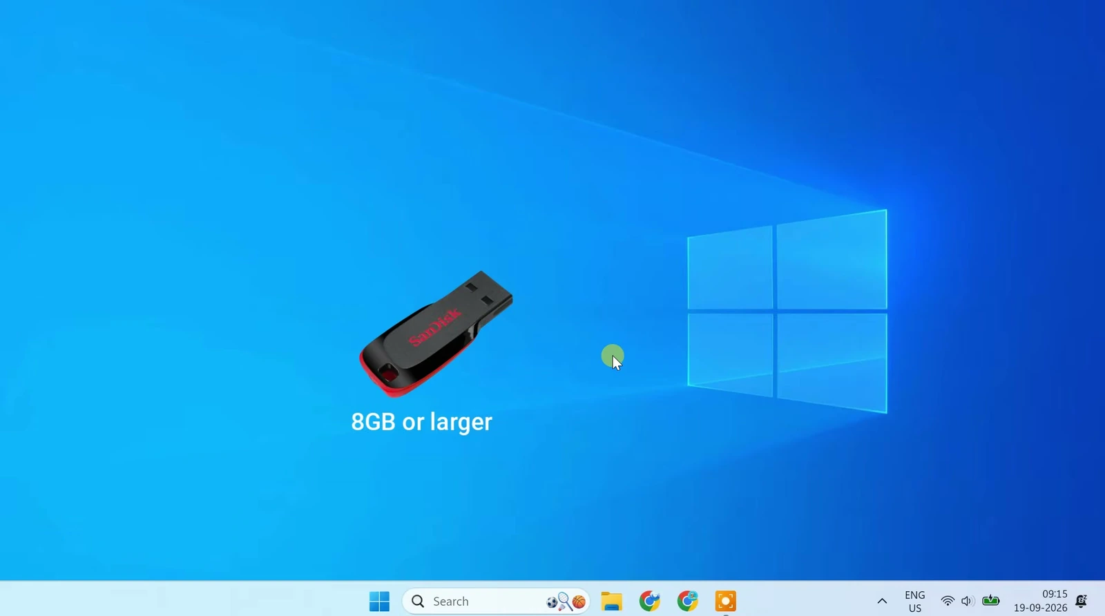 A USB flash drive labeled 8GB or larger for the Android TV 14 installer
