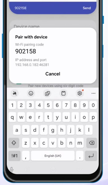 Android Wireless debugging pairing code entered in the Shizuku notification