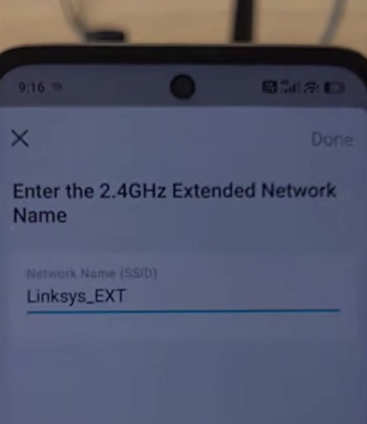 TP-Link Tether app field for naming the RE315 2.4 GHz extended network