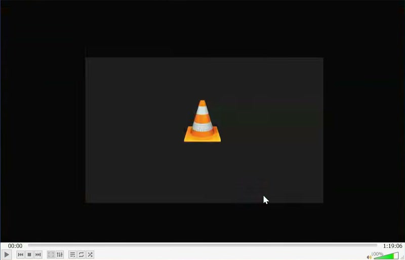 VLC playback area showing its cone immediately after the stream begins