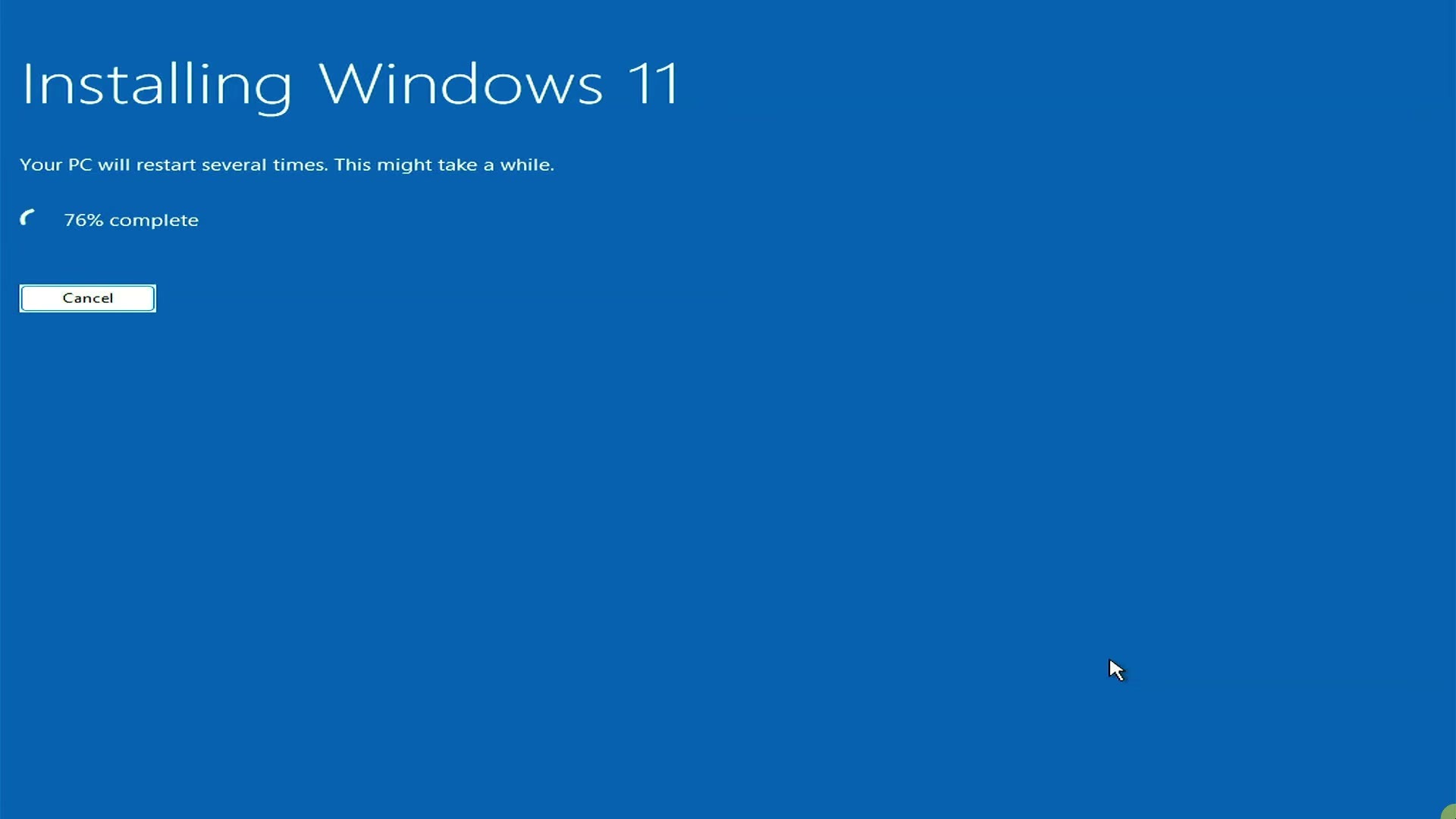 Windows 11 Setup installation progress after booting the installer through iVentoy over the network