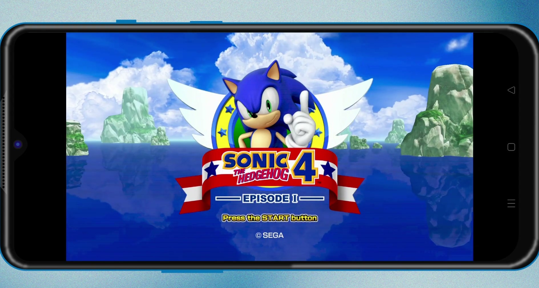 Sonic 4 Episode I title screen running through aX360e on Android