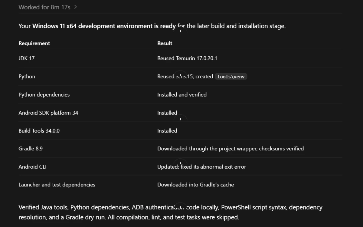 Codex confirms development environment for CleanYourTV is ready