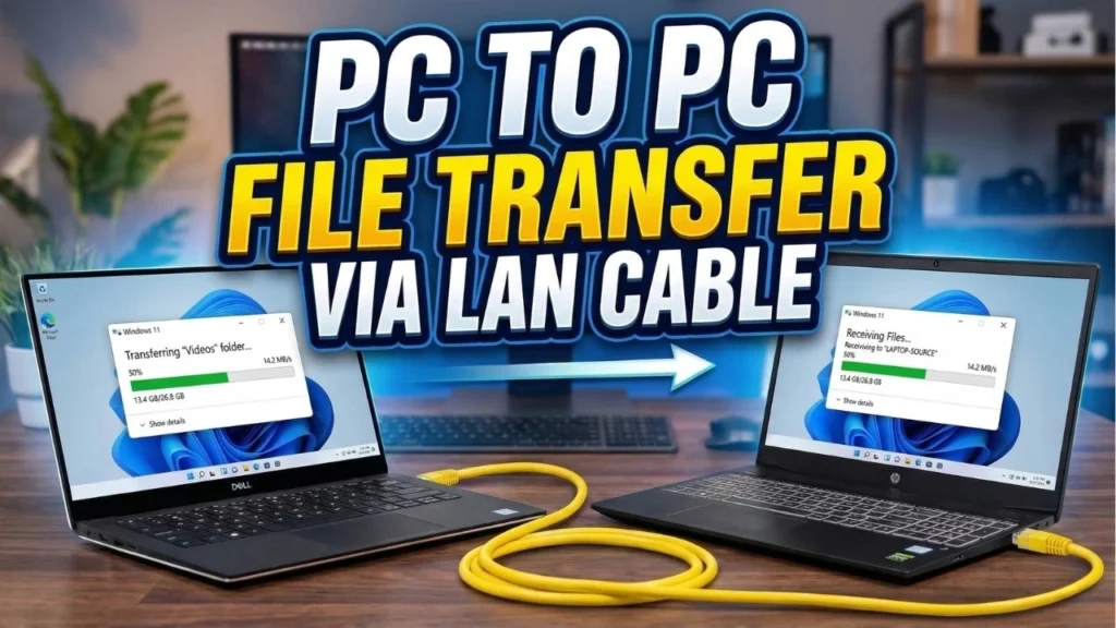 Connect two Windows PCs directly with an Ethernet cable, set up secure folder sharing, and copy files without Wi-Fi, a router, or the internet.