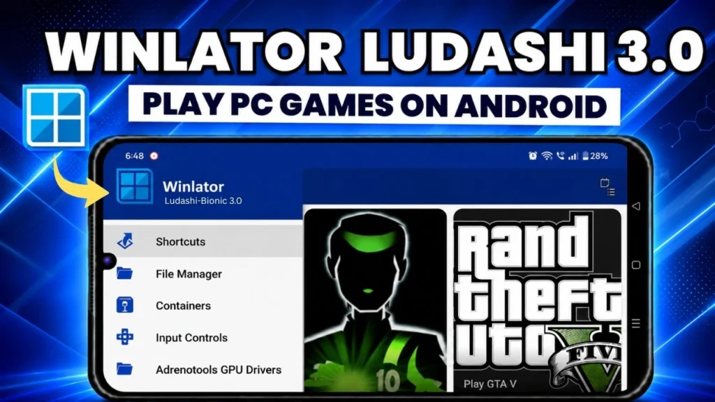 Set up Winlator Ludashi on Android, configure a performance-focused container, add Windows game folders, and enable GTA V touch controls.